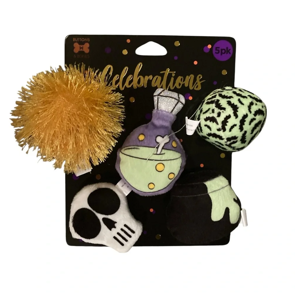 Halloween cat toys cat nip potion skeleton witch cauldron Pom Pom
